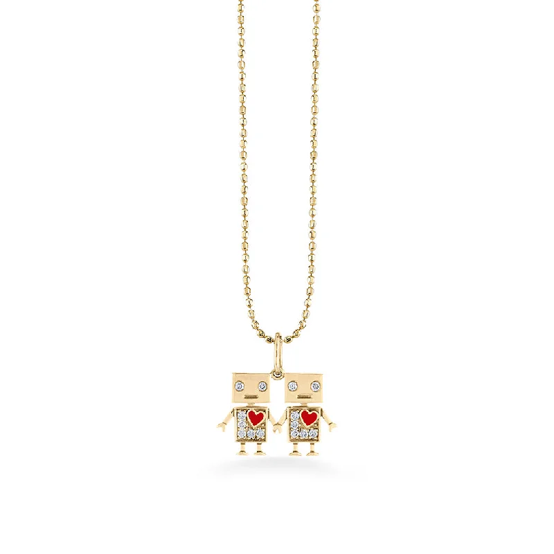 Gold & Diamond Robot Friendship Charm