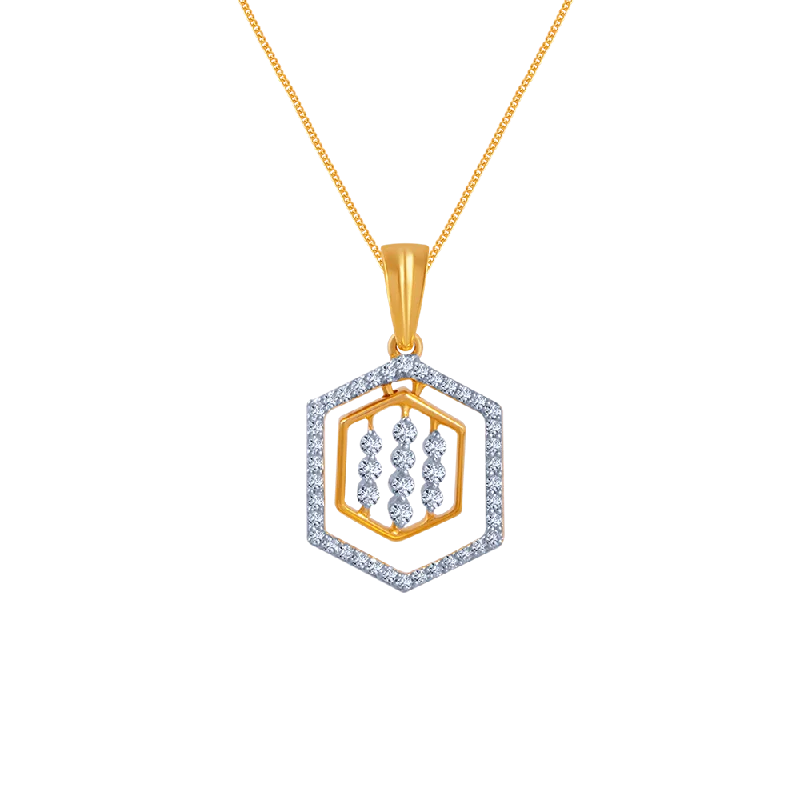 necklaces with zircon sparkle -18KT (750) Yellow Gold And Diamond Pendant For Women