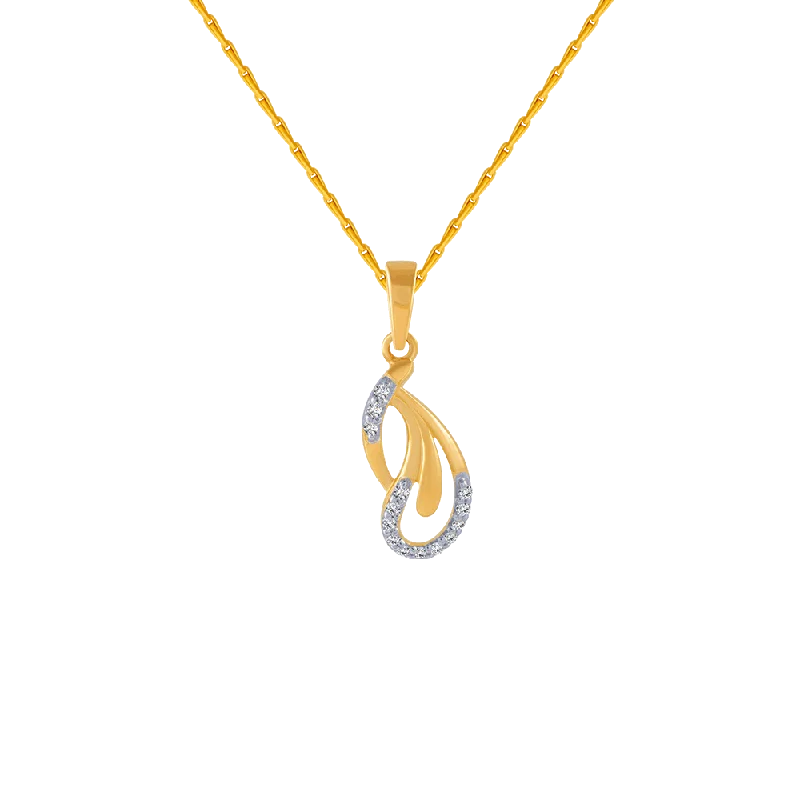 necklaces minimalist chic style -18KT (750) Yellow Gold And Diamond Pendant For Women