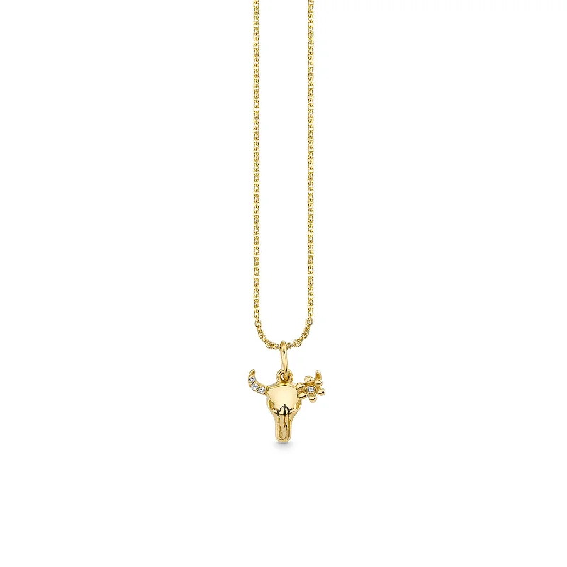 Gold & Diamond Small Cow Skull Charm