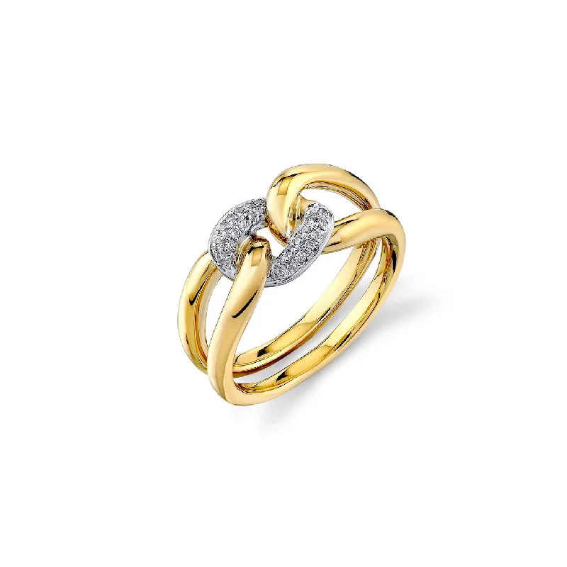 engagement rings vintage inspired -Gold & Diamond Small Link Ring