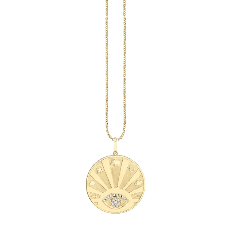 Gold & Diamond Eye Luck with Rays Coin Charm