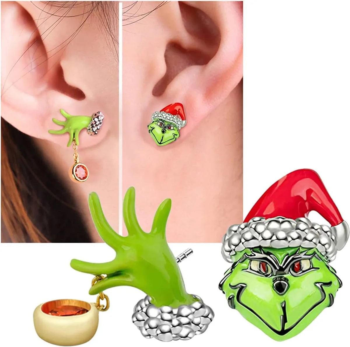 ladies earrings custom crafted -1 Pair Cute Geometric Christmas Hat Plating Alloy Ear Studs