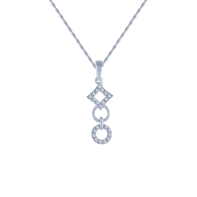 necklaces for stylish women -18KT (750) White Gold And Diamond Pendant For Women