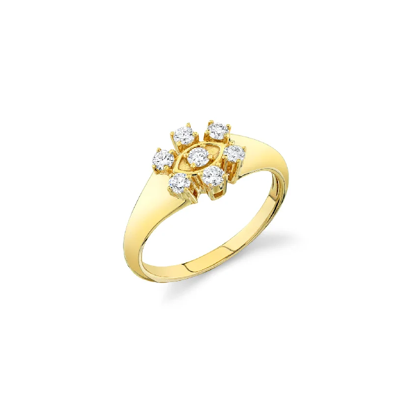 engagement rings yellow citrine warmth -Gold & Diamond Marquise Eye Flower Signet Ring