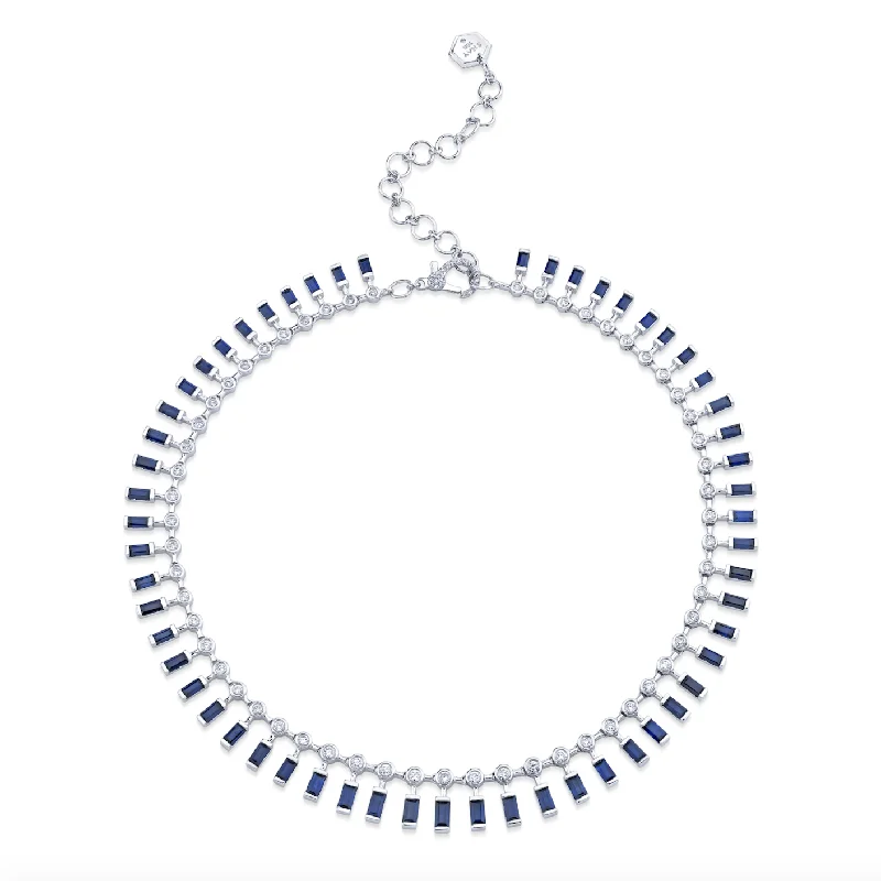 BLUE SAPPHIRE & DIAMOND DOT-DASH CHOKER