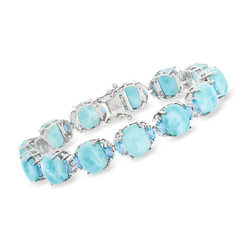 bracelets for anniversary surprise -Ross-Simons Larimar and Swiss Blue Topaz Bracelet in Sterling Silver