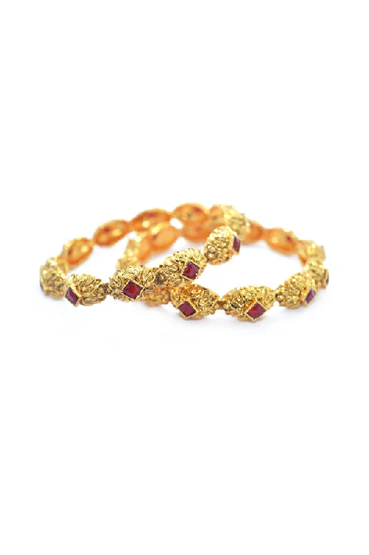 bracelets with yellow citrine -Ruby Gold Plated Bangles