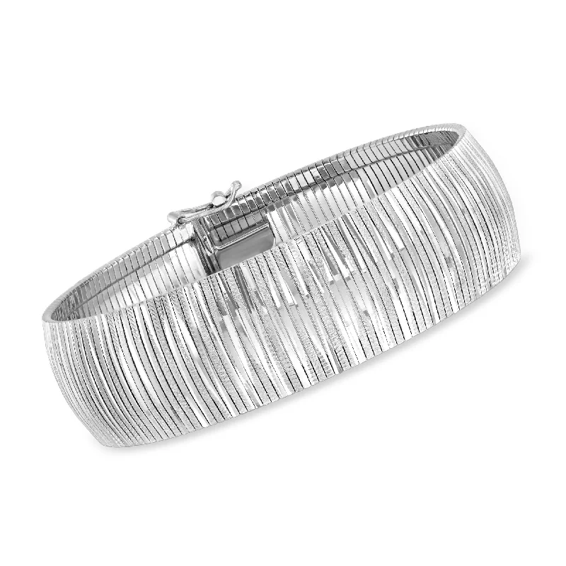 bracelets sleek modern design -Ross-Simons Italian Sterling Silver Omega-Style Bracelet