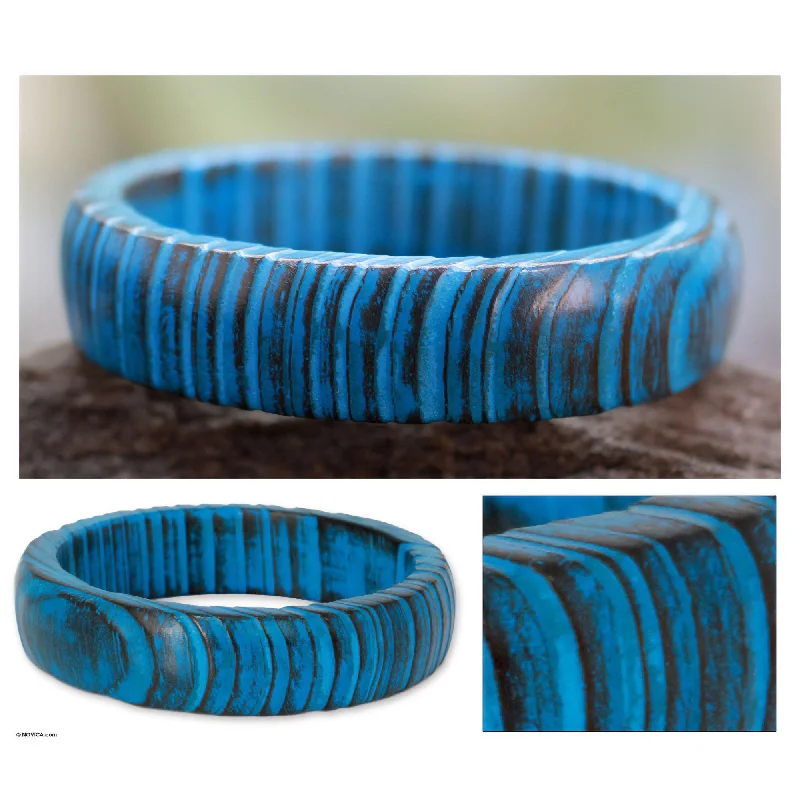 bracelets elegant gold tone -Delhi Skies Wood Bangle Bracelet