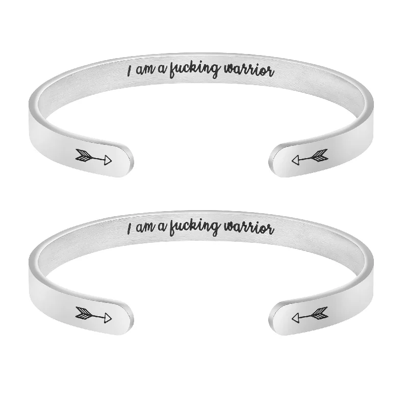 bracelets with emerald green -I Am a F**king Warrior Set of 2 Bracelets