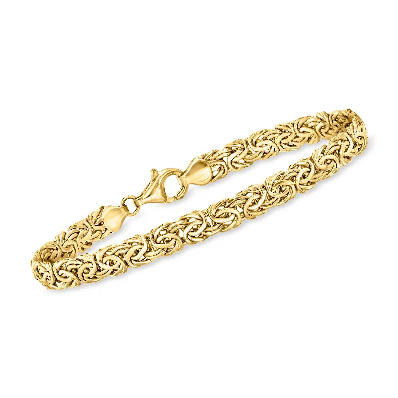 bracelets delicate thin design -Ross-Simons 18kt Yellow Gold Byzantine Bracelet