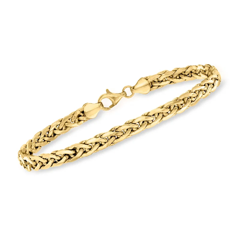 bracelets with diamond sparkle -Ross-Simons 14kt Yellow Gold Wheat-Link Bracelet