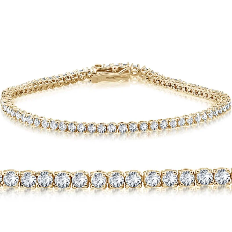 bracelets with heart pendant -5 Carat TW Round Cut Lab Grown Diamond Tennis Bracelet 14k Yellow Gold Lab Grown