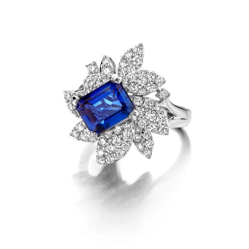 ladies rings with zircon shine -Sapphire & Pavé set Diamonds " Ariana" Ring