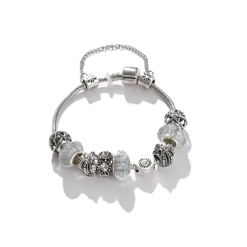 bracelets for stylish women -Silver Color Silver Plated Designer Bracelet For Women's