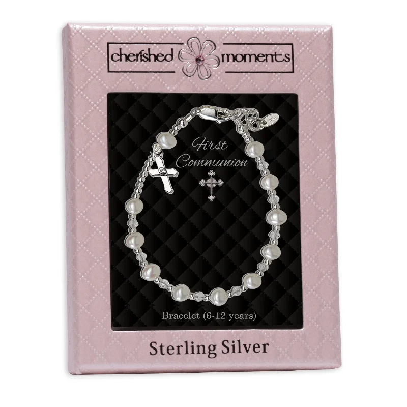 bracelets for young women -Sterling Silver First Communion Rosary Bracelet