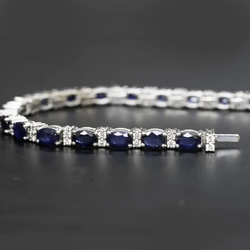 bracelets with zircon sparkle -Kiana - 13.00 carat natural sapphire bracelet with 1.30 carat natural diamonds D-F VS