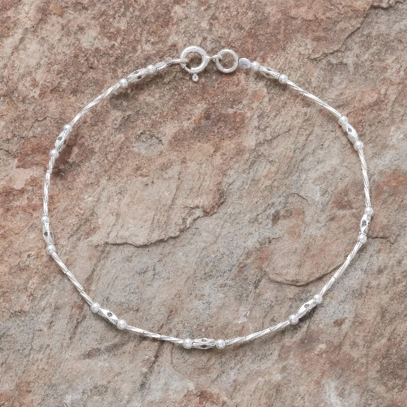 bracelets for everyday wear -Cute Hill Tribe Spiral Pattern Karen Silver Beaded Bracelet from Thailand