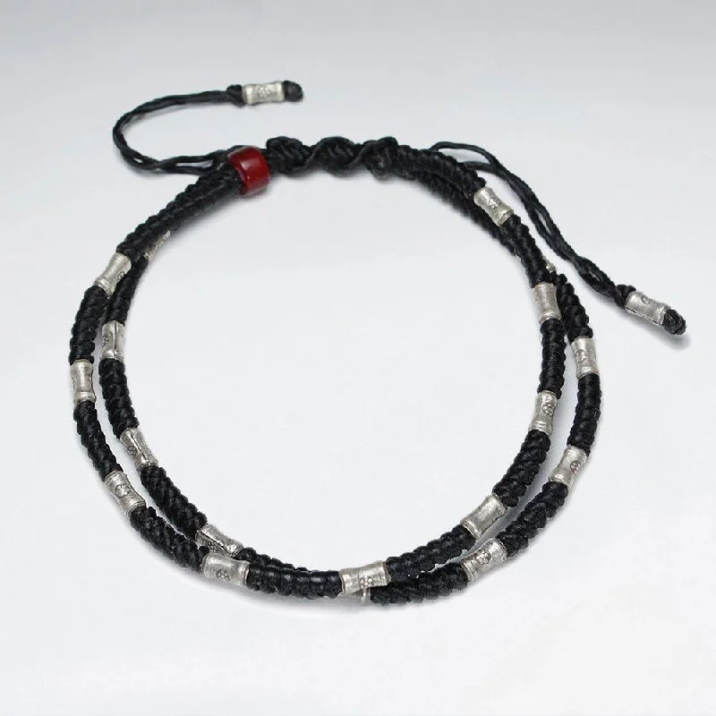 bracelets for holiday gift -Double Layered With Tube Silver Bracelet