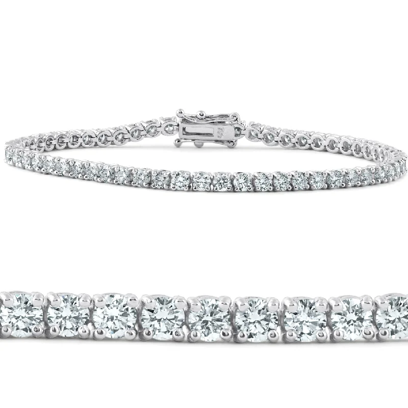 bracelets with blue sapphire -18k White Gold 5 Carat TW Lab Grown Diamond Tennis Bracelet 7"