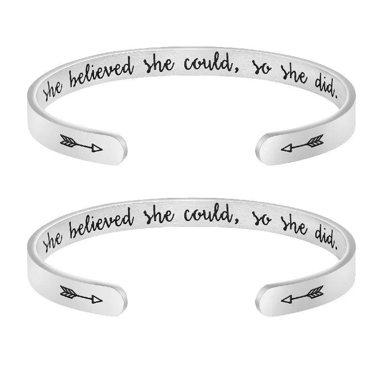 bracelets for evening wear -She Believed She Could So She Did Set of 2 Bracelets