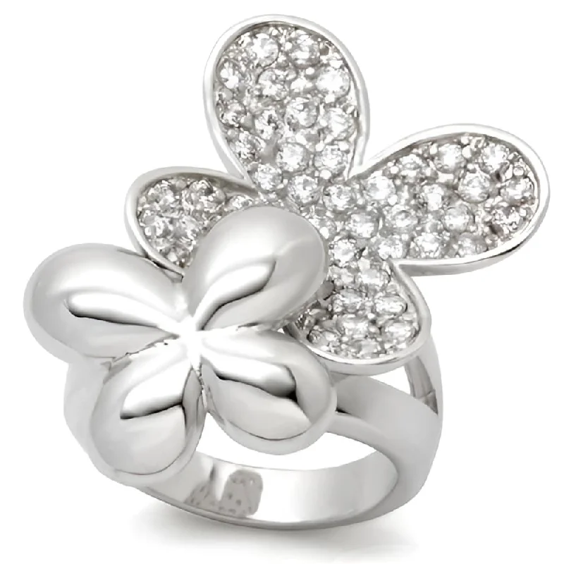 ladies rings luxury brand appeal -Rhodium Brass Ring with Clear Cubic Zirconia Perfect for Everyday Use