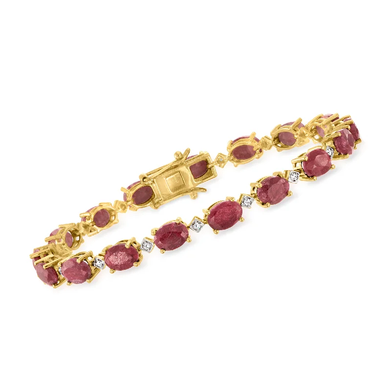 bracelets with black diamond -Ross-Simons Ruby Bracelet With . Diamonds in 18kt Gold Over Sterling