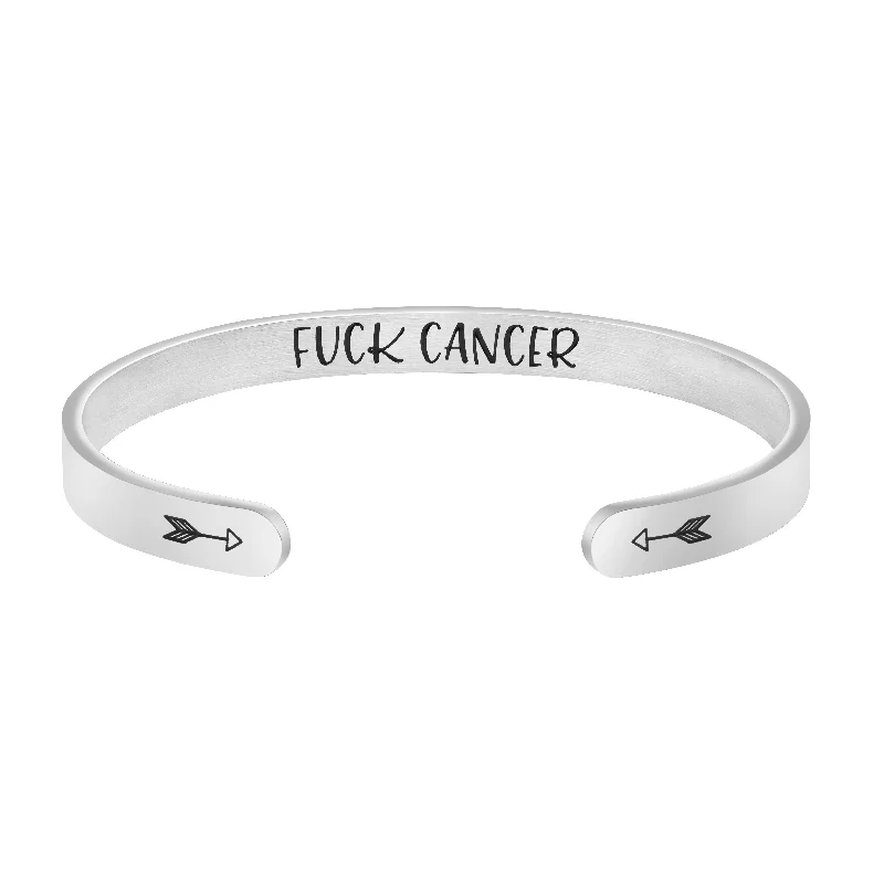 bracelets with silver charm -F**k Cancer Inspirational Bracelets