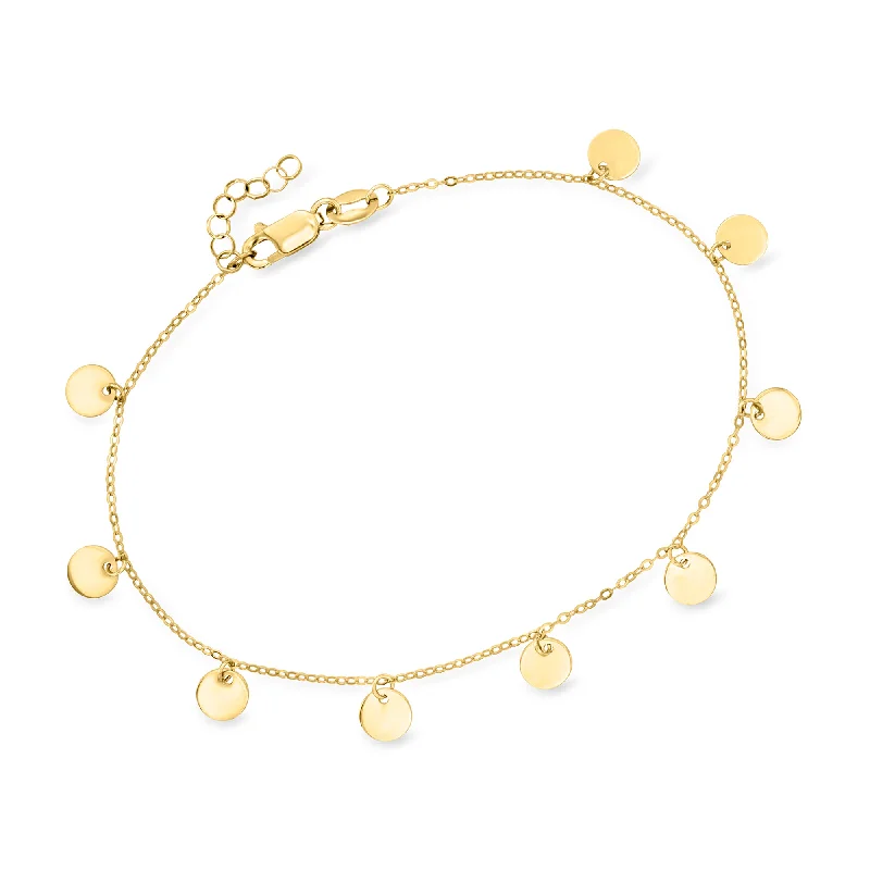 bracelets for bridal elegance -Ross-Simons Italian 18kt Yellow Gold Mirrored-Disc Station Bracelet