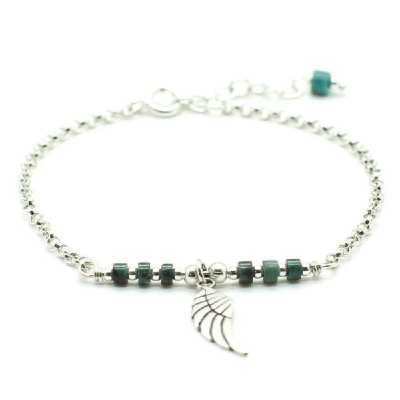 bracelets for prom night -Angel Wing Charm Silver Bracelet