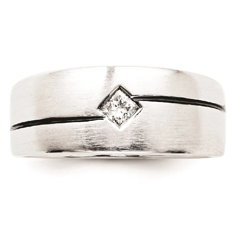 ladies rings trendy 2025 style -Sterling Silver Diamond Men's Ring