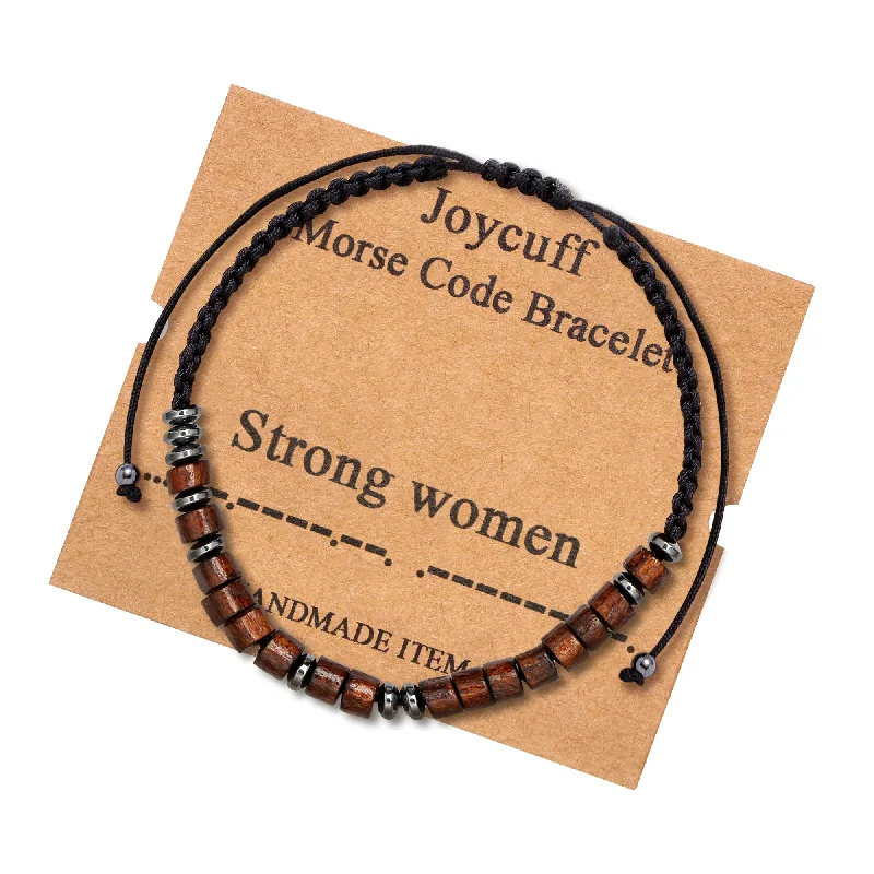 bracelets bold statement piece -Strong Women Morse Code Bracelet for Women Inspirational Gift for Her