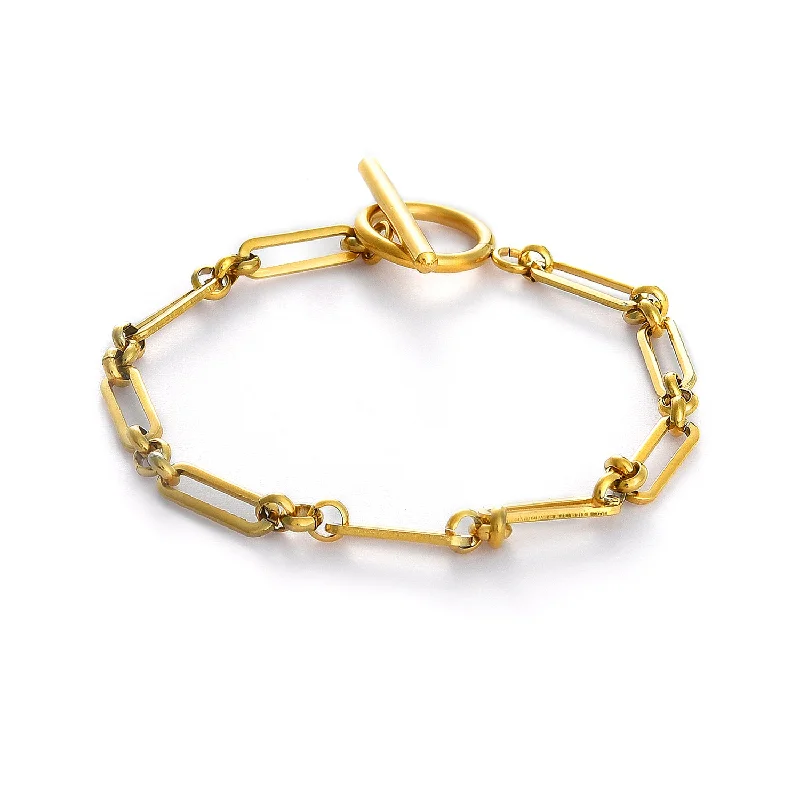 bracelets layered stackable set -Women Gold-toned Brass Gold-plated Link Bracelet