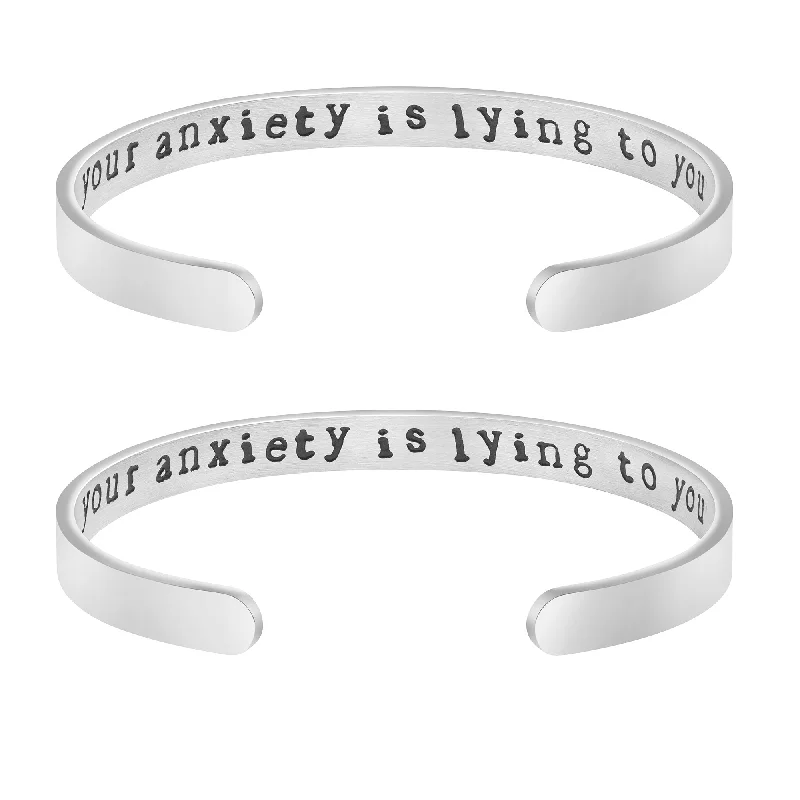 bracelets trendy 2025 style -Your Anxiety is Lying to You Set of 2 Bracelets