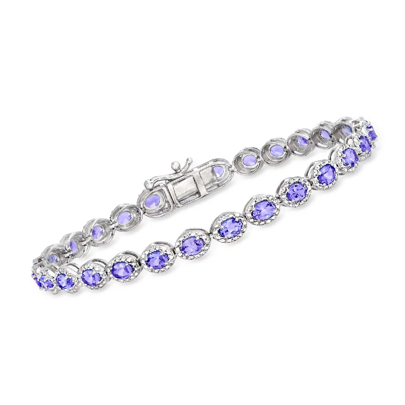 bracelets for women gold elegance -Ross-Simons Tanzanite and . Diamond Tennis Bracelet in Sterling Silver