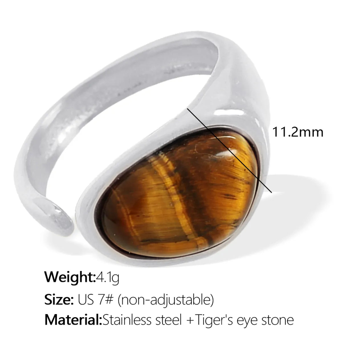 7# Brown Tigereye Silver Ring