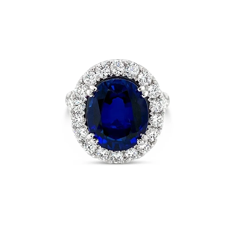 ladies rings with gemstone accent -Oval Sapphire & Diamonds "Margo" Ring