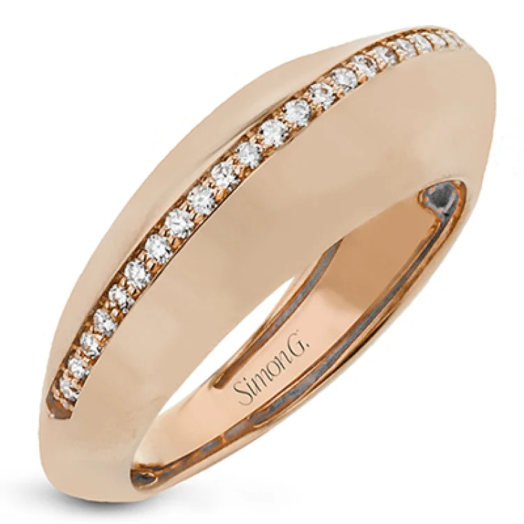 ladies rings with white pearls -Smooth 18k yellow gold is accentuated by a central line of .23 ctw of glimmering white diamonds in this modern ring that adds the perfect touch of luxury to every day.