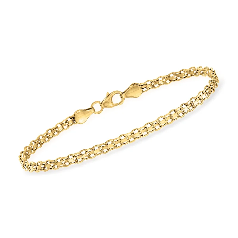 bracelets with shell design -Ross-Simons Italian 14kt Yellow Gold Bismark-Link Bracelet