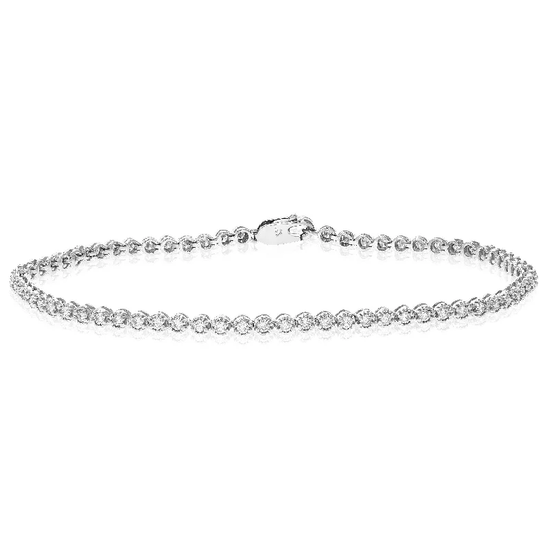 bracelets with moon charm -1 cttw 67 Stones Round Diamond Bracelet 14K White Gold Prong Set 7 Inch