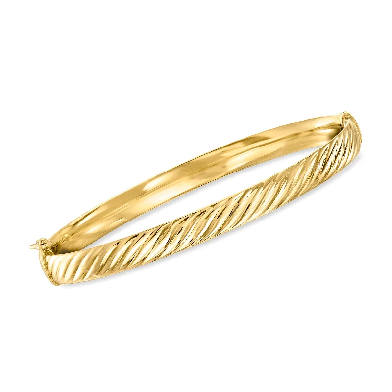 bracelets with green emerald -Ross-Simons Italian 18kt Yellow Gold Twisted Bangle Bracelet