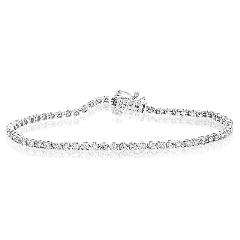 bracelets slim elegant style -2 cttw 67 Stones Round Natural Diamond Bracelet 14K White Gold Prong Set 7 Inch