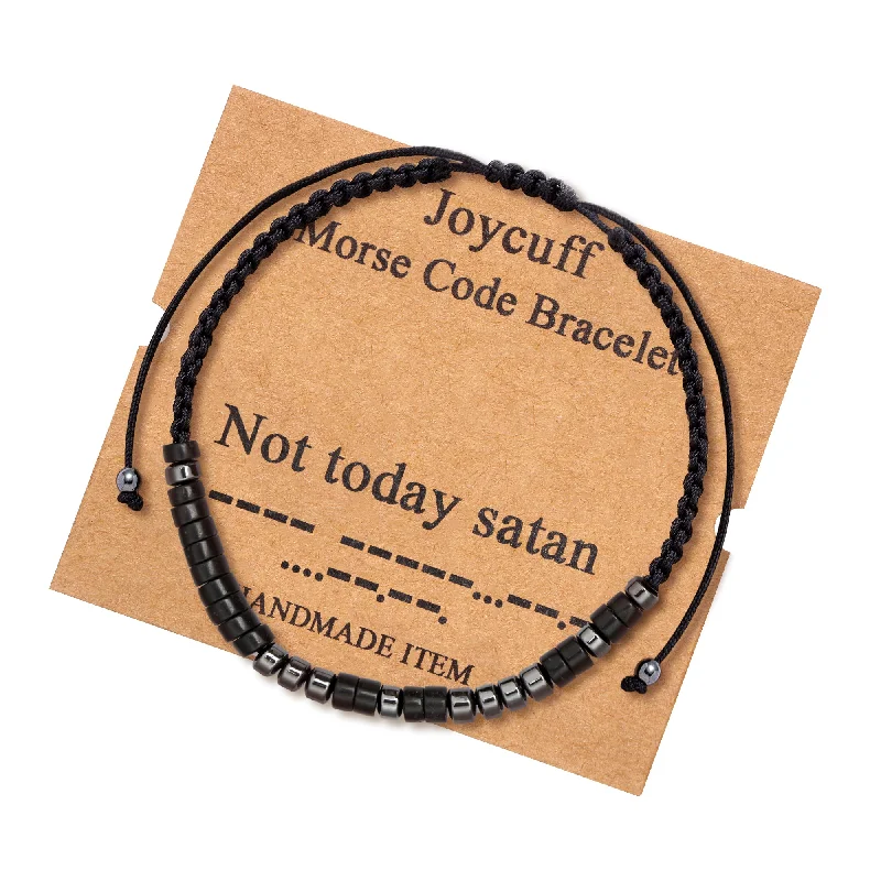 bracelets for special occasions -Not Today Satan Secret Message Morse Code Bracelet Not Today Satan Keep Going Jewelry