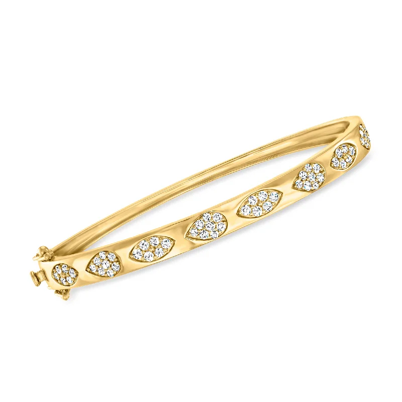 bracelets with pink sapphire -Ross-Simons Diamond Geometric Cluster Bangle Bracelet in 14kt Yellow Gold