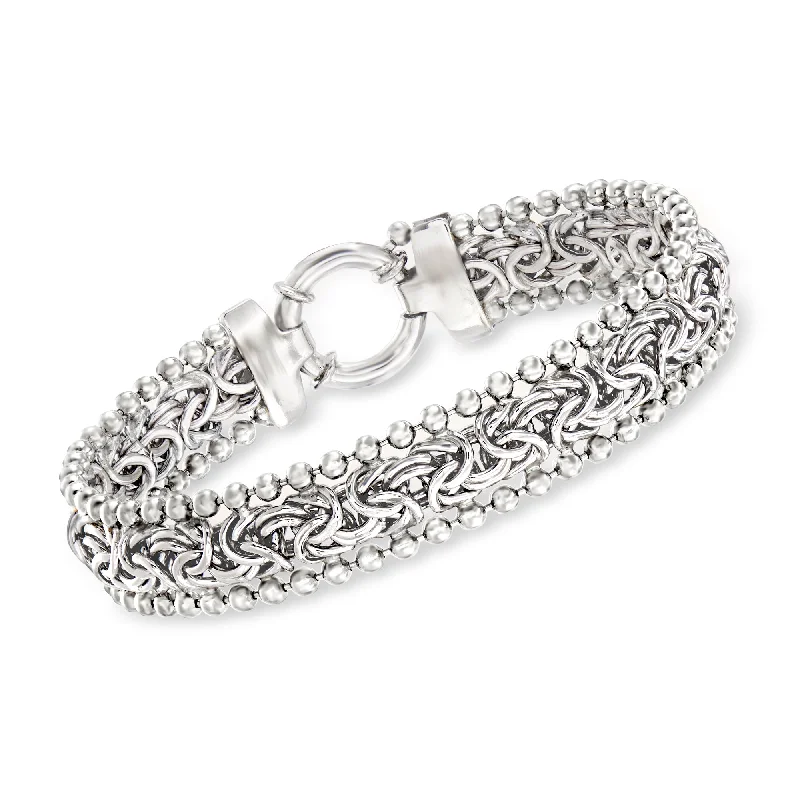 bracelets thin chain elegance -Ross-Simons Byzantine Beaded Bracelet in Sterling Silver