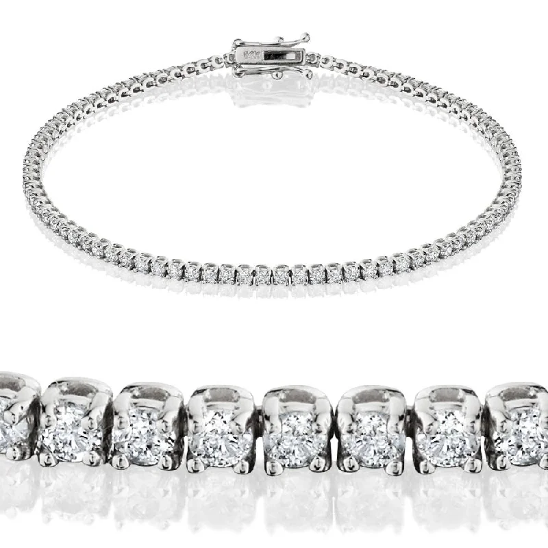 bracelets stylish affordable -2ct TW Lab Grown Round Brilliant Cut Diamond Tennis Bracelet 14K White Gold 7"