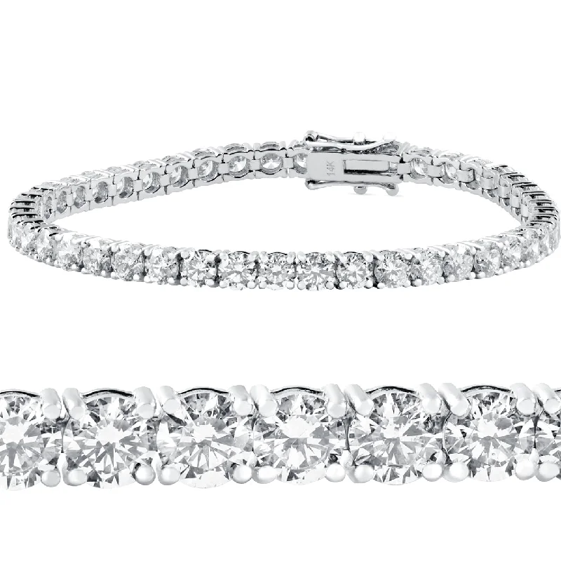 bracelets with black diamond -10 ct Diamond Tennis Bracelet 14k White Gold 7" Double Lock Clasp