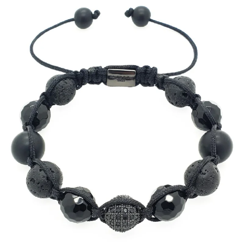 bracelets lightweight daily comfort -Matte Onyx with Lava Stone Shamballa Bracelet