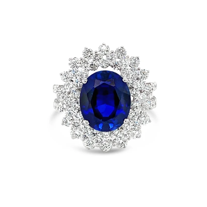 ladies rings for engagement proposal -Oval Sapphire & Diamonds "Anais " Ring